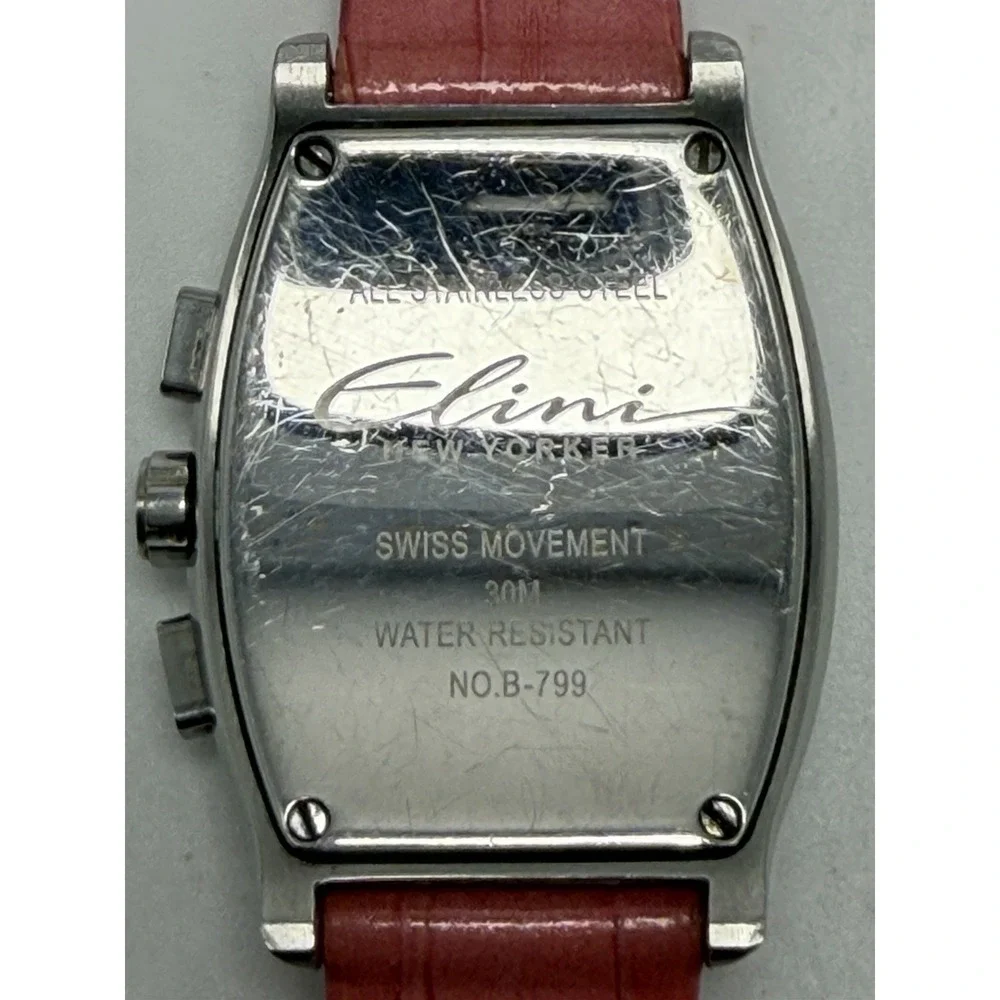 Elini New‎ Yorker B-799 New Battery Ladies MOP Chronograph Tank Watch 32MM 7.5